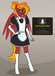 Size: 1821x2478 | Tagged: safe, artist:moonatik, oc, oc only, oc:moonatik, pegasus, anthro, unguligrade anthro, anthro oc, apron, clothes, crossdressing, femboy, glasses, gloves, hair bun, kneesocks, maid, male, outfit, pegasus oc, socks, solo, stallion, team fortress 2