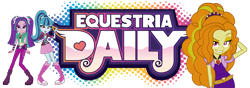 Size: 1000x350 | Tagged: safe, artist:imperfectxiii, adagio dazzle, aria blaze, sonata dusk, human, equestria daily, equestria girls, g4, my little pony equestria girls: rainbow rocks, 2014, banner, english, female, old art, simple background, text, the dazzlings, transparent background, trio, trio female