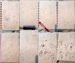 Size: 2048x1713 | Tagged: safe, artist:applebeans, applejack, fluttershy, pinkie pie, rainbow dash, twilight sparkle, g4, cyriak, meatcanyon, pencil drawing, traditional art