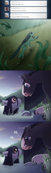 Size: 1500x5059 | Tagged: safe, artist:drxii, oc, oc:escher, oc:ipsywitch, earth pony, pony, g4, ask, dialogue, draft horse, escher (drxii), female, looking at each other, looking at someone, swimming, tumblr, underwater, water, wet, wet mane