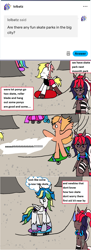 Size: 1176x3215 | Tagged: safe, artist:ask-luciavampire, oc, earth pony, pegasus, pony, ask, skateboard, skatepark, tumblr