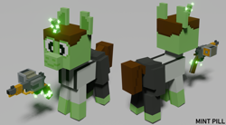 Size: 3915x2160 | Tagged: safe, artist:mint pill, oc, oc only, oc:mint pill, pony, unicorn, bioshock, bioshock pony (mint pill), gun, handgun, horn, magic, male, minecraft, revolver, solo, stallion, telekinesis, weapon