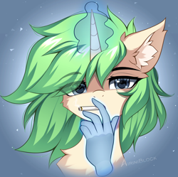 Size: 1240x1233 | Tagged: safe, artist:airiniblock, oc, oc only, pony, unicorn, chest fluff, cigarette, cute, ear fluff, hand, horn, icon, magic, magic hands, smoking, solo, unicorn oc, wingding eyes