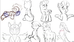 Size: 1178x674 | Tagged: safe, artist:cutiecarbon, random pony, simple background, sketch, white background, wip