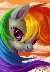 Size: 1274x1830 | Tagged: safe, artist:tsitra360, rainbow dash, pegasus, pony, g4, bust, female, mare, portrait, solo