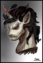 Size: 1061x1530 | Tagged: safe, artist:ziom05, king sombra, pony, unicorn, g4, bust, horn, male, portrait, solo, stallion