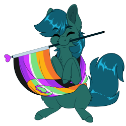 Size: 2000x2000 | Tagged: safe, artist:silkensaddle, derpibooru exclusive, oc, oc only, oc:poison trail, earth pony, earth pony oc, flag, pride, pride flag, simple background, smiling, solo, teratophilia pride flag, transparent background