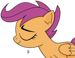 Size: 3185x2480 | Tagged: safe, artist:frownfactory, scootaloo, pegasus, g4, eyes closed, female, filly, foal, simple background, solo, transparent background