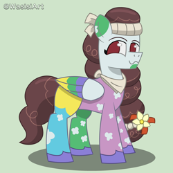 Size: 4500x4500 | Tagged: safe, artist:alejandrogmj, artist:wasisi, princess majestic, pegasus, pony, g5, alebrije, clothes, flower, green background, maya, missing cutie mark, scarf, simple background