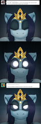 Size: 1500x4500 | Tagged: safe, artist:drxii, oc, oc:ipsywitch, pony, g4, ask, crown, dialogue, female, glowing, glowing eyes, jewelry, regalia, tumblr