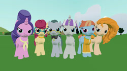 Size: 1280x720 | Tagged: safe, artist:th3m4nw1thn0n4m3, cloudy quartz, cookie crumbles, pear butter, posey shy, twilight velvet, windy whistles, earth pony, pegasus, pony, unicorn, g4, 3d, angry, clothes, don't mess with mama, female, glare, glasses, gmod, horn, jacket, jewelry, mama bear, mare, mom six, necklace, outdoors, pearl necklace, scarf, source filmmaker