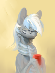 Size: 600x800 | Tagged: safe, artist:yanisfucker, oc, oc only, earth pony, pony, clothes, cup, scarf, solo