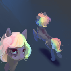 Size: 2000x2000 | Tagged: safe, artist:yanisfucker, oc, oc only, earth pony, pony, bust, female, gradient background, high res, mare, multicolored hair, portrait, rainbow hair, short tail, solo, tail