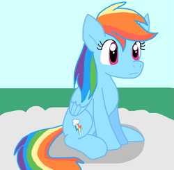 Size: 855x838 | Tagged: safe, artist:cmara, rainbow dash, pegasus, g4, female, outdoors, sitting, solo