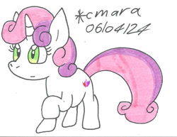 Size: 827x639 | Tagged: safe, artist:cmara, sweetie belle, unicorn, g4, female, filly, foal, horn, solo