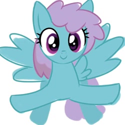 Size: 1024x1024 | Tagged: safe, artist:anonymous, snow shower, pegasus, pony, g4, cute, doodle, female, incoming hug, looking at you, not an oc, simple background, smiling, solo, spread wings, white background, wings