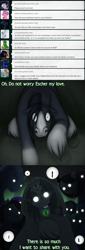 Size: 1500x4420 | Tagged: safe, artist:drxii, oc, oc:escher, oc:ipsywitch, oc:starry-eyed surprise, pony, seapony (g4), g4, ask, deep pony, dialogue, draft horse, female, shoggoth (h.p. lovecraft), tumblr