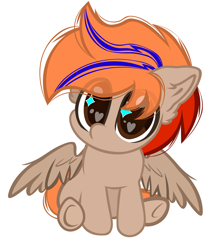 Size: 4409x4987 | Tagged: safe, artist:fededash, oc, oc only, oc:fededash, pegasus, chibi, cute, folded wings, looking at you, pegasus oc, simple background, sitting, solo, white background, wide eyes, wings, wings down