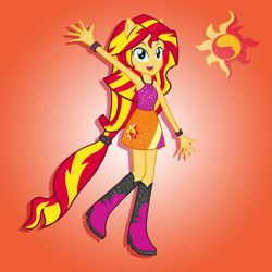 Size: 2000x2000 | Tagged: safe, artist:julie-z, sunset shimmer, human, rainbow rocks 10th anniversary, equestria girls, g4, my little pony equestria girls: rainbow rocks, bare shoulders, female, gradient background, ponied up, pony ears, sleeveless, solo