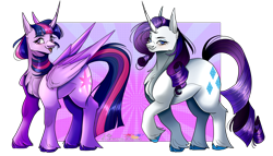 Size: 2100x1200 | Tagged: safe, artist:legendaryshadee, rarity, twilight sparkle, alicorn, pony, twilight sparkle (alicorn)