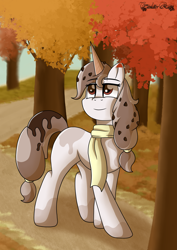 Size: 4961x7016 | Tagged: safe, artist:tenderrain-art, oc, food pony, ice cream pony, pony, unicorn, clothes, female, horn, mare, scarf, solo