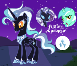 Size: 1280x1099 | Tagged: oc name needed, safe, artist:vi45, lyra heartstrings, nightmare rarity, oc, alicorn, pony, g4, female, fusion, fusion:lyra heartstrings, fusion:nightmare rarity, mare, outdoors