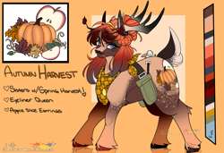 Size: 1750x1200 | Tagged: safe, artist:legendaryshadee, oc, oc only, oc:autumn harvest, deer, deer pony, hybrid, original species, female, reference sheet, solo