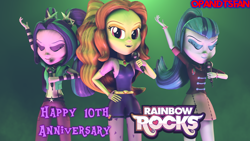 Size: 3840x2160 | Tagged: safe, artist:optimussparkle, adagio dazzle, aria blaze, sonata dusk, human, rainbow rocks 10th anniversary, equestria girls, g4, my little pony equestria girls: rainbow rocks, 3d, female, microphone, source filmmaker, the dazzlings, trio, trio female