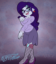 Size: 3700x4200 | Tagged: safe, artist:digi1talpho3nix, rarity, human, equestria girls, g4, clothes, ear piercing, glasses, looking at you, open mouth, piercing, shoes