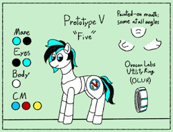 Size: 1605x1225 | Tagged: safe, artist:nukepony360, oc, oc only, oc:prototype v, android, pony, robot, robot pony, cutie mark, female, mare, reference sheet, simple background, solo