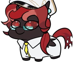 Size: 694x577 | Tagged: artist needed, oc name needed, source needed, safe, oc, oc only, changeling, equestria at war mod, clothes, glasses, hat, necktie, red changeling, simple background, solo, squatpony, uniform, white background