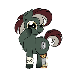 Size: 4608x4608 | Tagged: safe, artist:iamaveryrealperson, derpibooru exclusive, oc, oc only, oc:sylvan opus, earth pony, pony, amputee, bandage, closed mouth, colored, doodle, earth pony oc, eyelashes, gradient hooves, guitar, hoof on cheek, looking at you, multicolored hair, multicolored mane, multicolored tail, musical instrument, nonbinary, nonbinary oc, ponified, prosthetic leg, prosthetic limb, prosthetics, scar, simple background, smiling, solo, standing, tail, transparent background