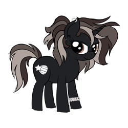 Size: 4608x4608 | Tagged: safe, artist:iamaveryrealperson, derpibooru exclusive, oc, oc only, oc:dusk crescendo, pony, unicorn, bracelet, closed mouth, colored, doodle, ear piercing, eyelashes, female, guitar, horn, jewelry, looking sideways, mare, multicolored hair, multicolored mane, multicolored tail, musical instrument, piercing, ponified, scar, simple background, smiling, solo, standing, tail, trans female, transgender, transgender oc, transparent background, unicorn horn, unicorn oc