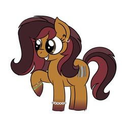 Size: 4608x4608 | Tagged: safe, artist:iamaveryrealperson, derpibooru exclusive, oc, oc only, oc:maple chord, earth pony, pony, bracelet, closed mouth, colored, doodle, ear piercing, earth pony oc, eyelashes, female, gradient hooves, guitar, jewelry, looking sideways, mare, multicolored hair, multicolored mane, multicolored tail, musical instrument, piercing, ponified, simple background, smiling, solo, standing, tail, teeth, transparent background