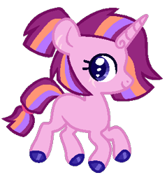 Size: 322x337 | Tagged: oc name needed, safe, artist:ashertales, oc, oc only, pony, unicorn, colored hooves, female, filly, foal, hooves, horn, multicolored hair, offspring, parent:big macintosh, parent:twilight sparkle, parents:twimac, simple background, solo, striped mane, transparent background