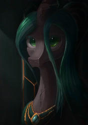 Size: 1146x1621 | Tagged: safe, artist:plainoasis, queen chrysalis, changeling, changeling queen, g4, bust, female, solo