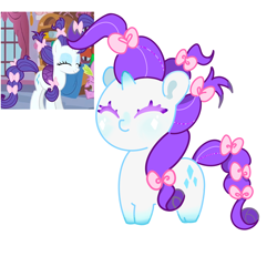 Size: 2048x2048 | Tagged: safe, artist:jianqiangjianqiang379, rarity, pony, unicorn, g4, chibi, cute, daaaaaaaaaaaw, eyes closed, female, hair ribbon, horn, mare, raribetes, reference used, ribbon, simple background, solo, white background