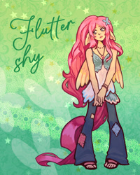 Size: 1638x2048 | Tagged: safe, artist:corstella, fluttershy, pegasus, anthro, plantigrade anthro, g4, female, solo