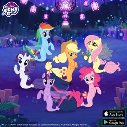 Size: 1080x1080 | Tagged: safe, gameloft, applejack, fluttershy, pinkie pie, rainbow dash, rarity, twilight sparkle, alicorn, earth pony, pegasus, seapony (g4), unicorn, g4, my little pony: magic princess, bioluminescent, bubble, coral, dorsal fin, fin, fin wings, fins, fish tail, flowing mane, flowing tail, freckles, horn, looking at you, mane six, ocean, scales, seaponified, seapony applejack, seapony fluttershy, seapony pinkie pie, seapony rainbow dash, seapony rarity, seapony twilight, seaquestria, seaweed, smiling, smiling at you, smug, species swap, swimming, tail, underwater, water, wings