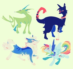 Size: 1662x1585 | Tagged: safe, artist:zeeorzero, rainbow dash, cat, espeon, pegasus, pony, g4, female, mare, pokémon, scourge, shiny pokémon, warrior cats