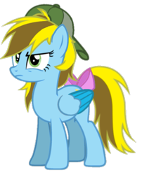 Size: 529x654 | Tagged: safe, artist:lucky bolt, artist:pegasski, oc, oc only, oc:lucky bolt, pegasus, pony, g4, backwards ballcap, base used, baseball cap, bow, cap, colored wings, female, folded wings, hat, serious, simple background, solo, standing, tail, tail bow, transparent background, two toned mane, two toned wings, wings