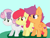 Size: 1097x827 | Tagged: safe, artist:cmara, apple bloom, scootaloo, sweetie belle, earth pony, pegasus, unicorn, g4, cutie mark crusaders, female, horn, outdoors, trio, trio female