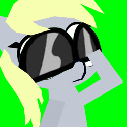 Size: 894x894 | Tagged: safe, artist:overthehorizon39, derpy hooves, pegasus, pony, g4, green background, simple background, solo, sunglasses