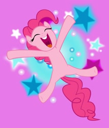 Size: 1200x1400 | Tagged: safe, artist:originalcanadian, pinkie pie, earth pony, g4, eyes closed, female, happy, jumping, open mouth, solo, stars