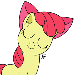 Size: 2730x2715 | Tagged: safe, artist:frownfactory, apple bloom, earth pony, g4, adorabloom, apple bloom's bow, bow, cute, eyes closed, female, filly, foal, hair bow, simple background, solo, transparent background