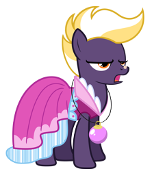 Size: 5881x6625 | Tagged: safe, artist:estories, oc, oc only, oc:wildheart, earth pony, pony, g4, absurd resolution, bandaid, bandaid on nose, christmas ball, clothes, dress, female, mare, simple background, solo, transparent background, unamused, vector