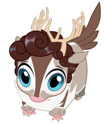 Size: 3186x3812 | Tagged: safe, artist:rrd-artist, oc, oc only, oc:fluffy peryton, deer, deer pony, original species, peryton, antlers, big eyes, blue eyes, claws, cloven hooves, commission, curly mane, cute, fangs, feather, lying down, male, ponyloaf, prone, simple background, solo, stare, transparent background, ych result