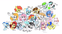 Size: 4013x2177 | Tagged: oc name needed, safe, artist:morningbullet, oc, oc only, oc:boss, oc:nathan, oc:noot, oc:sylvia, oc:winter sporkle, earth pony, pegasus, unicorn, bandage, bow, computer, ear piercing, earring, earth pony oc, glasses, hair bow, horn, jewelry, laptop computer, necklace, pegasus oc, piercing, scar, simple background, stitches, tired, unicorn oc, vietnamese, white background