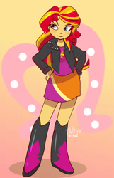 Size: 828x1288 | Tagged: safe, artist:delijz, sunset shimmer, equestria girls, g4, gradient background, solo