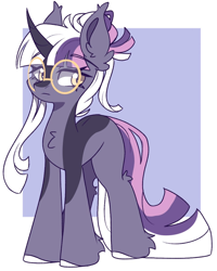 Size: 926x1156 | Tagged: safe, artist:cinnamontee, twilight sparkle, pony, unicorn, g4, alternate design, chest fluff, ear fluff, female, glasses, hoof fluff, horn, mare, passepartout, solo, unicorn twilight